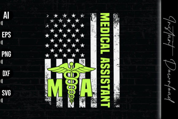 Distressed USA Flag Medical Assistant Graphics and Print Templates
